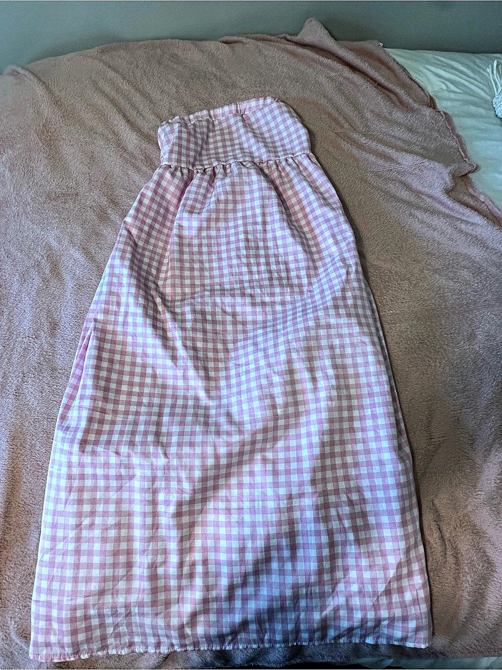 Shein maternity Pink Gingham Maxi Dress Size Small